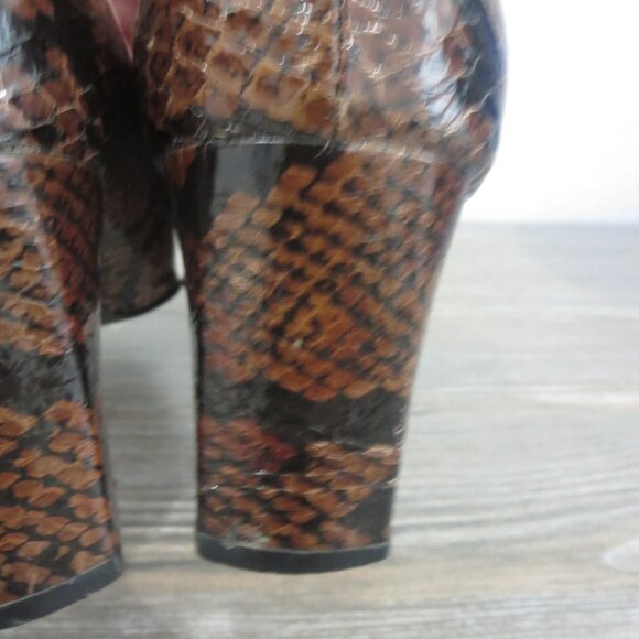 Karen Scott DEANNA Leather Snakeskin Brown Pumps Heels Shoes 5.5 Block Heel - Picture 10 of 16